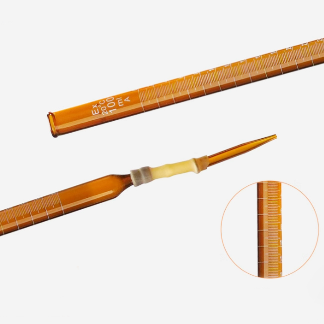 647A Class A amber glass burette with rubber tubing connection,glass bead and glass tip