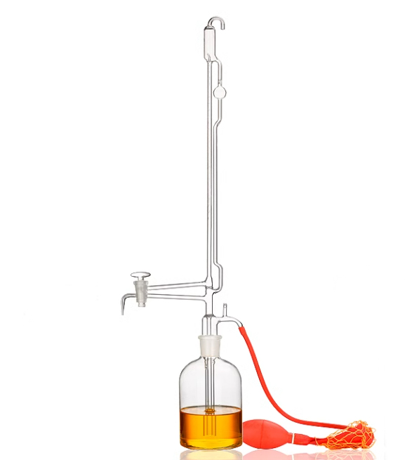 655 Automatic burette with ground-in glass reservoir and pressure bulb
