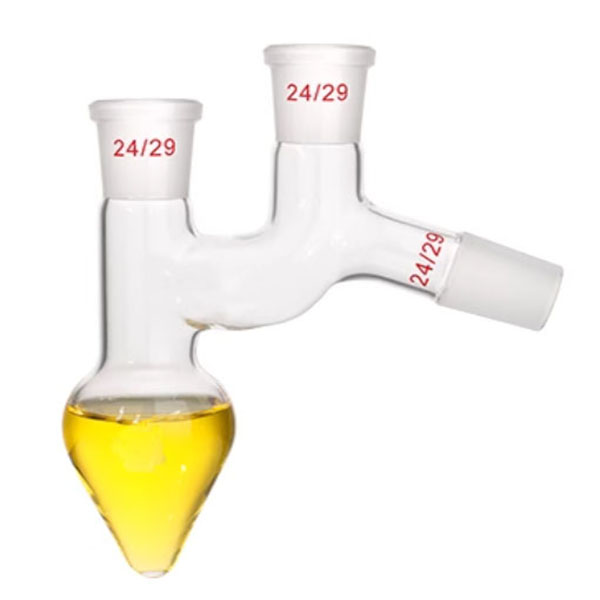 NO.5017 Pear shape distilling flask with two necks and standard ground mouth